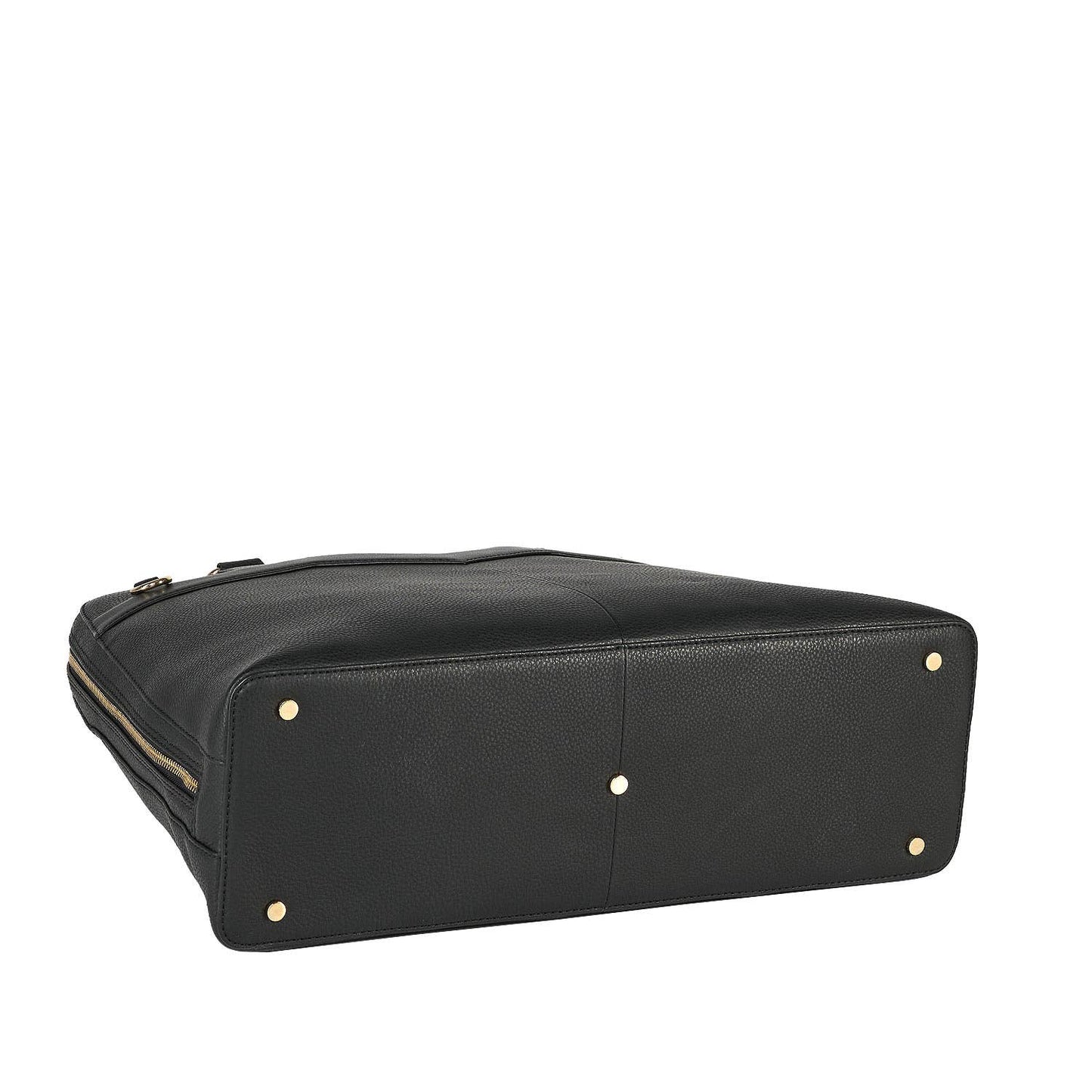 Black Diamond Couture laptop handbag made from cowhide leather with gold-tone hardware, designed to fit up to 15.6-inch laptops