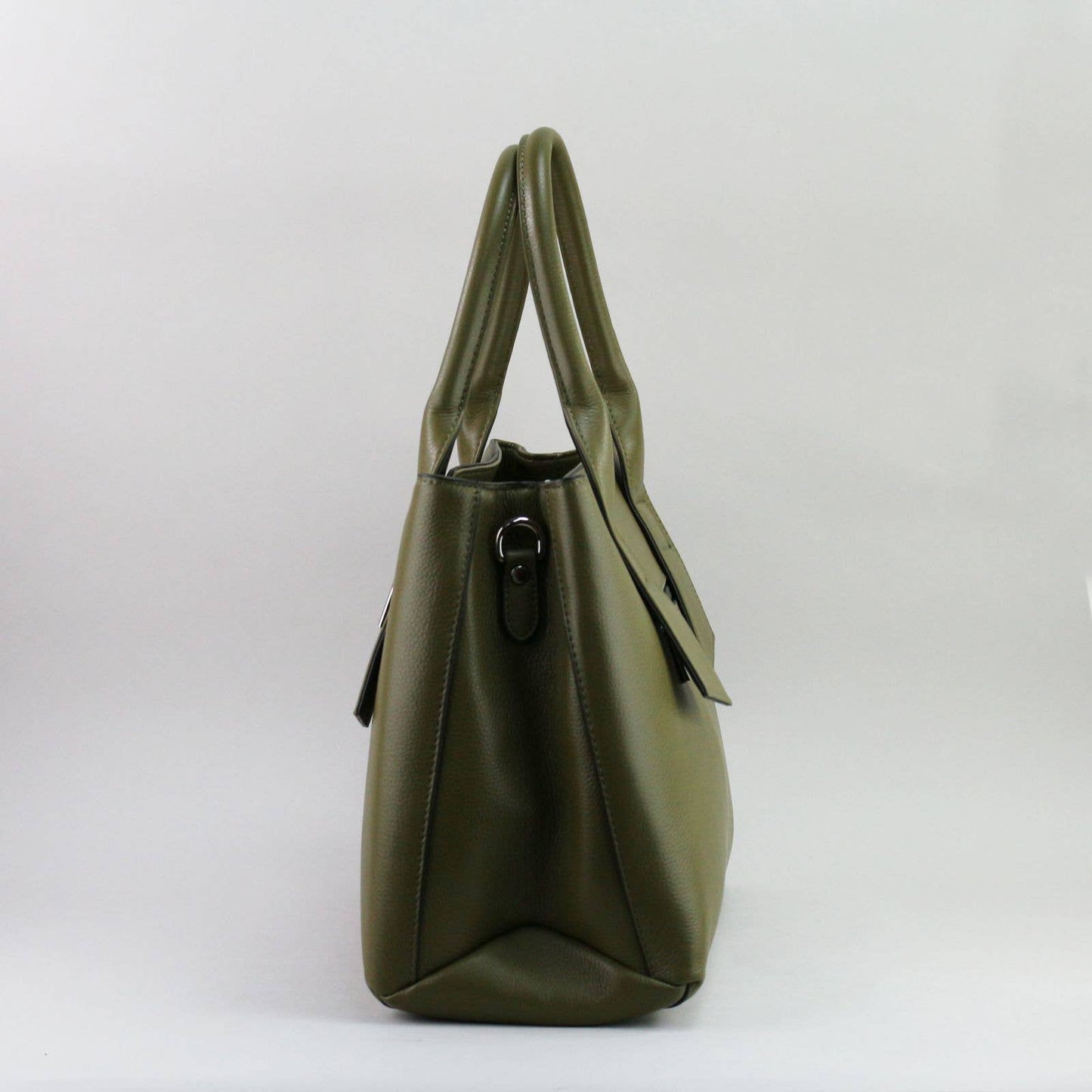 Green leather laptop handbag on a white background