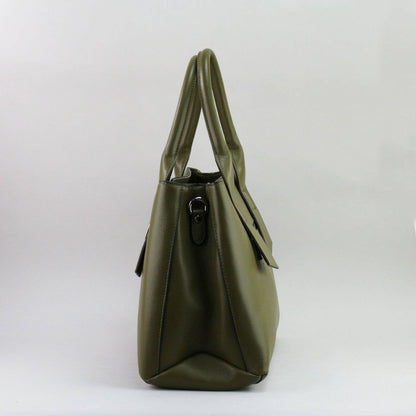 Green leather laptop handbag on a white background