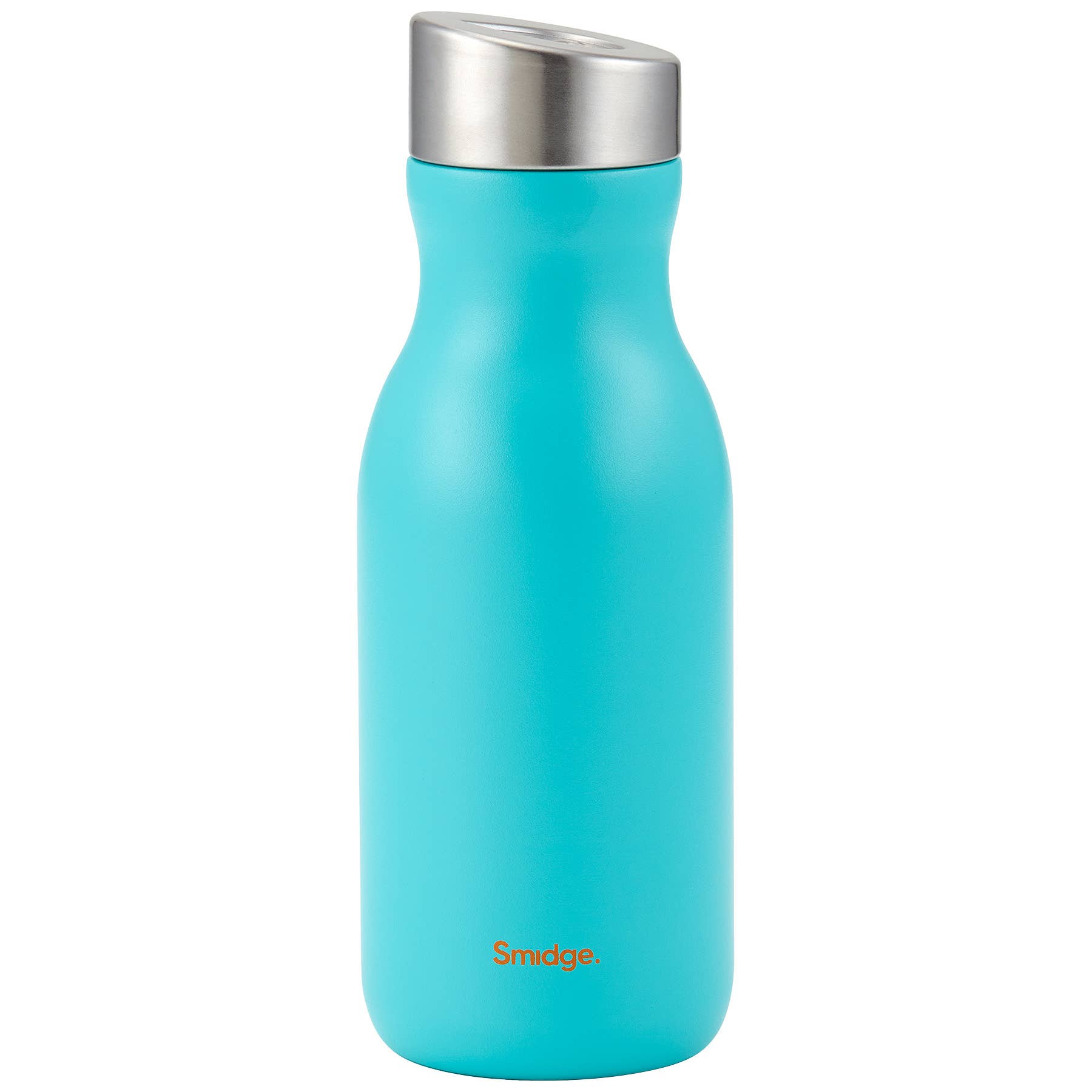 A 350ml blue stainless steel water bottle with a cap