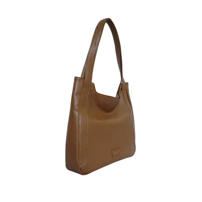 Brown leather laptop handbag on a white background