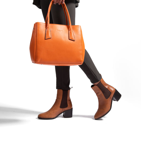 Solaris | Mandarin Leather 10-Inch Laptop Handbag