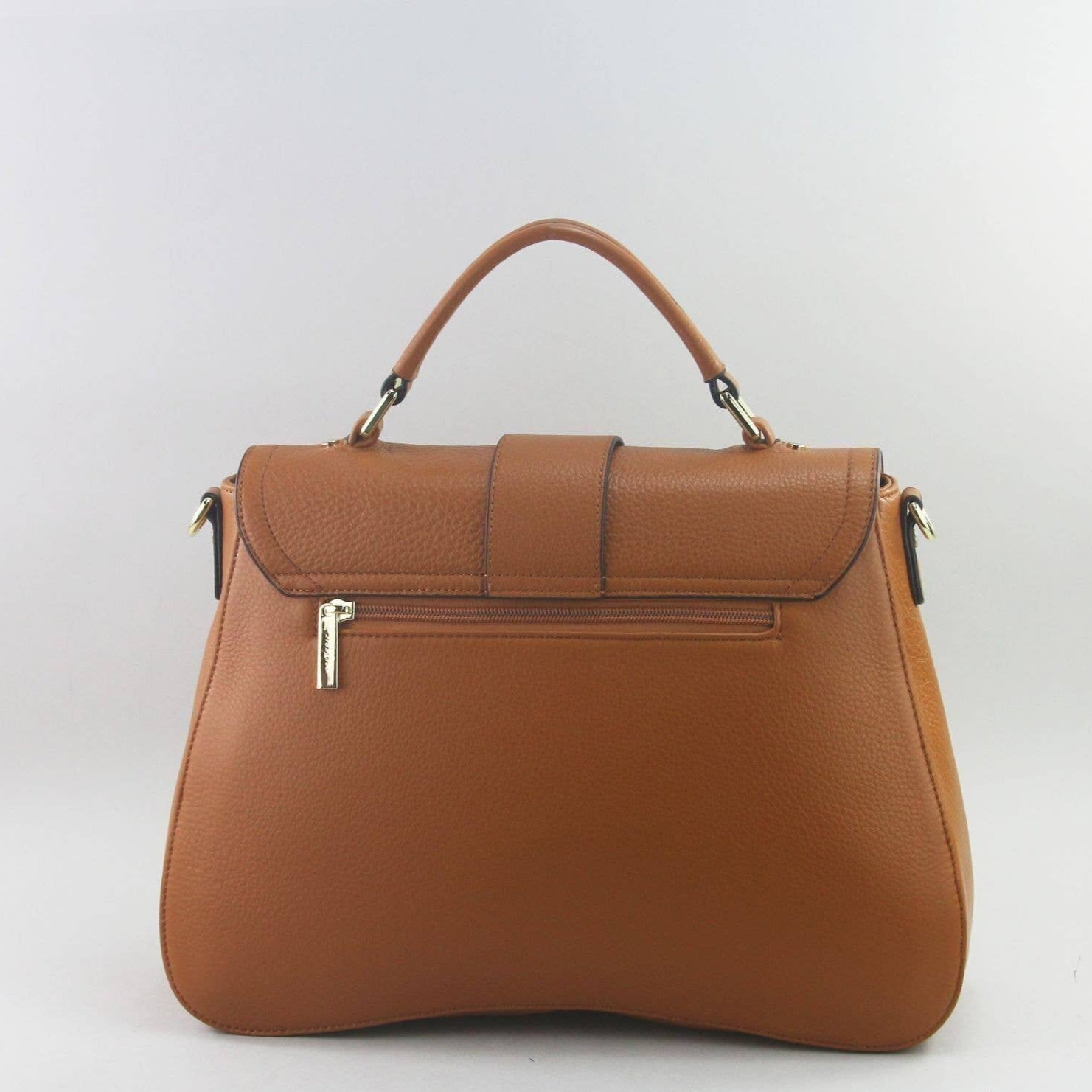 Brown leather laptop handbag on a white background