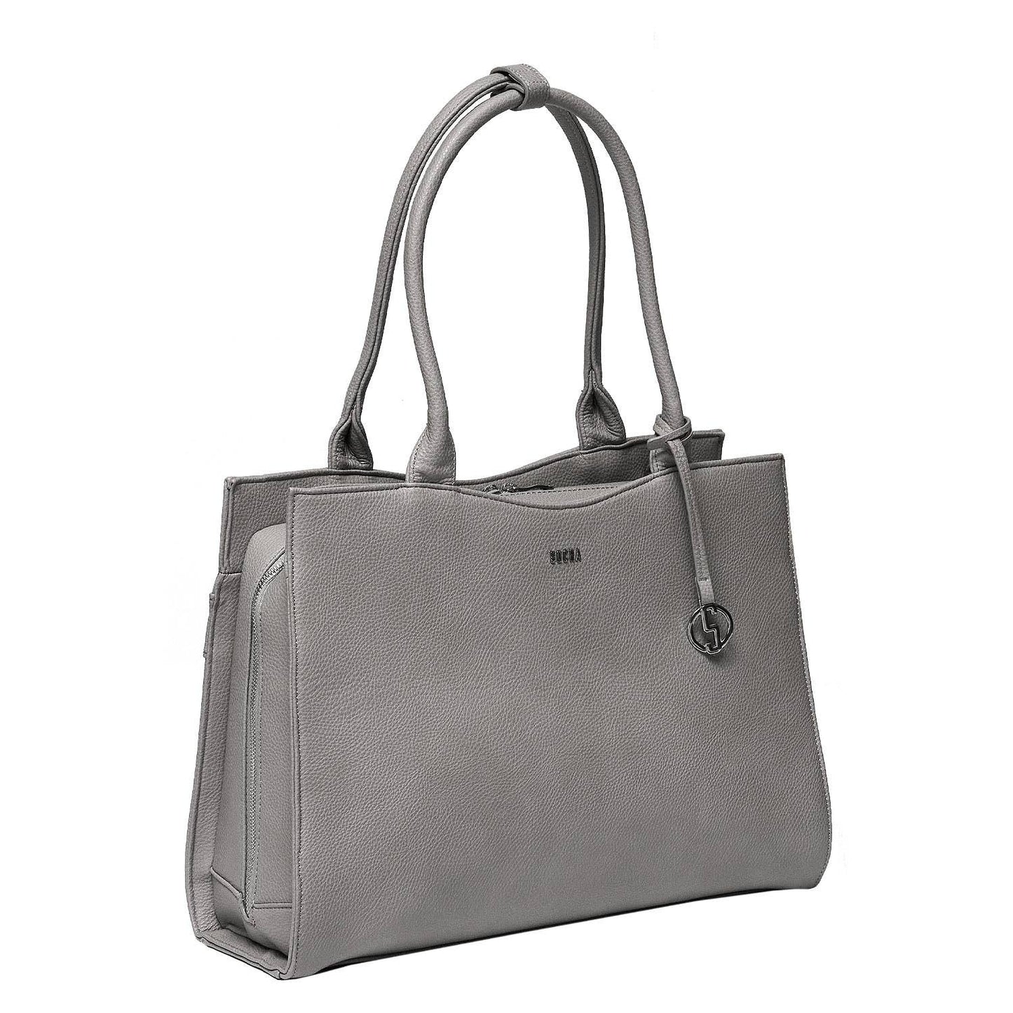 A grey 15.6" laptop handbag with a sleek design